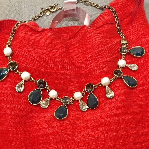 Emerald, Gray Diamond, and Pearl JCrew Necklace - Picture 6 of 8